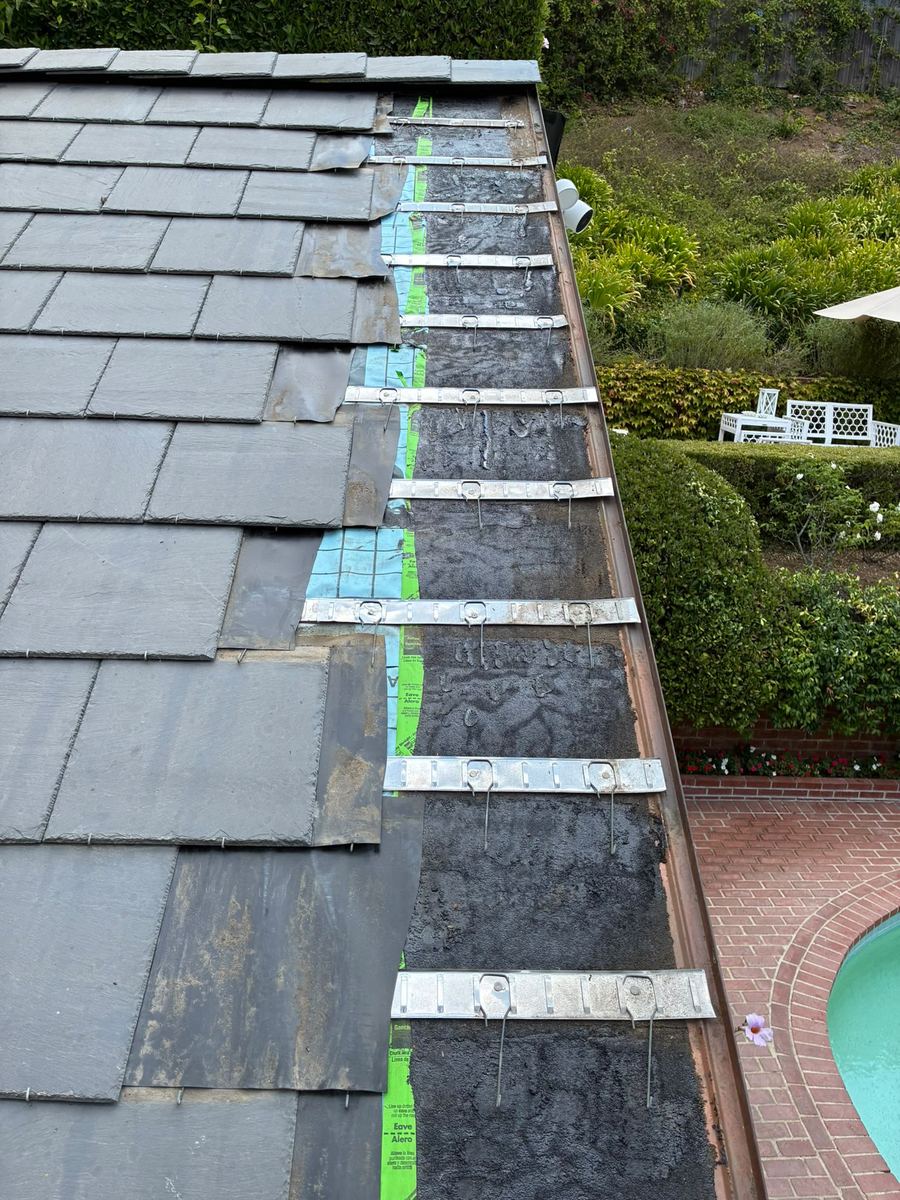 Premium slate tile roof installation